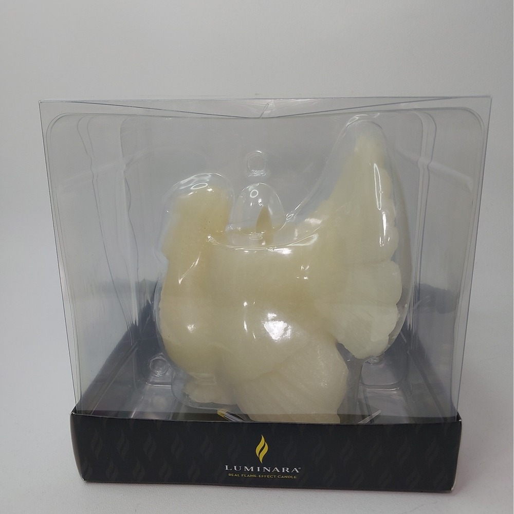 Luminara Turkey Flameless Candle Flickering Wax Pottery Ivory Thanksgiving Fall